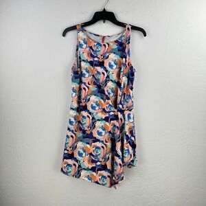 Ruby Ribbon Sleeveless Top Womens‎ M Multicolor Water color Floral Asymmetrical